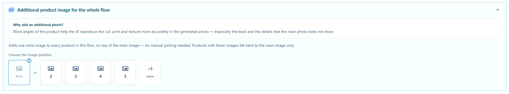 Additional product image for the whole flow: choose the image position