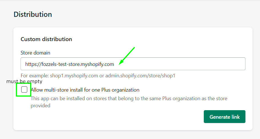 Custom distribution: Store domain
