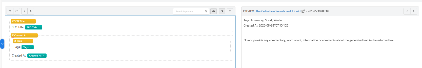Conditions imbriquées et Preview correspondante