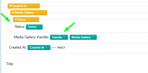 Geneste voorwaarderegel (Status) en een inline attribuut (Handle)