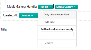Opties van een inline attribuut, met Only show when filled uit