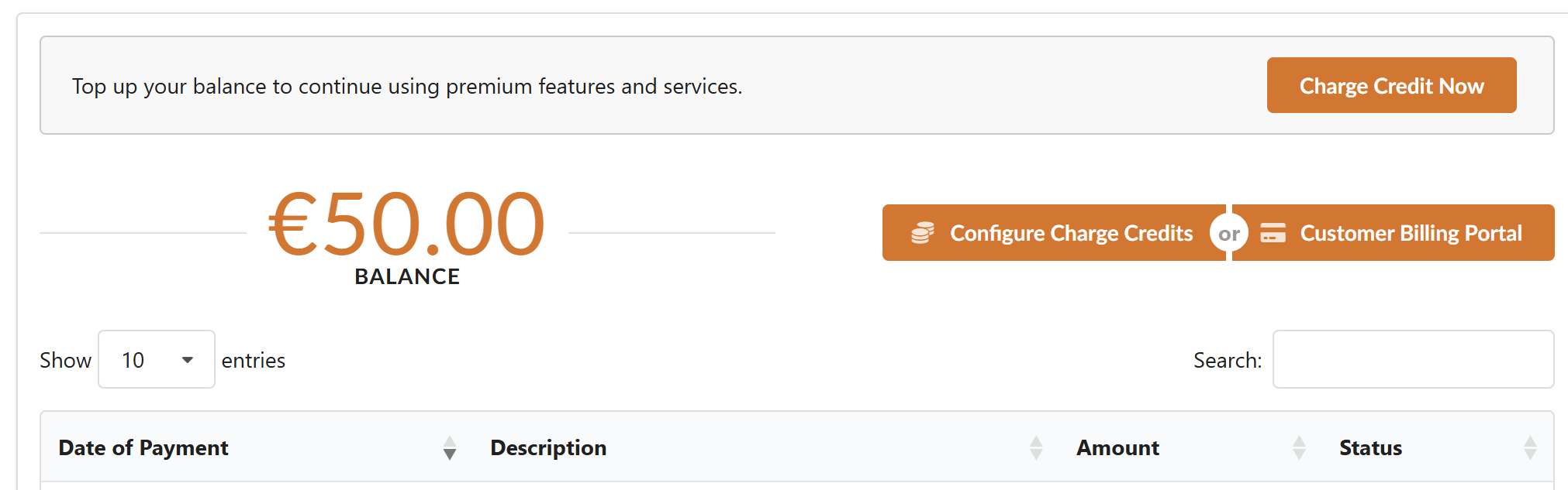 Updated balance on Payments page